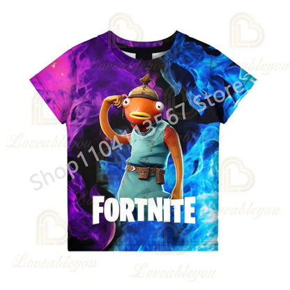 Tricou F-Fortnited pentru tineri, inspirat de jocuri de luptă, tricou de vară cu mânecă scurtă pentru adulți, adolescenți băieți și fete