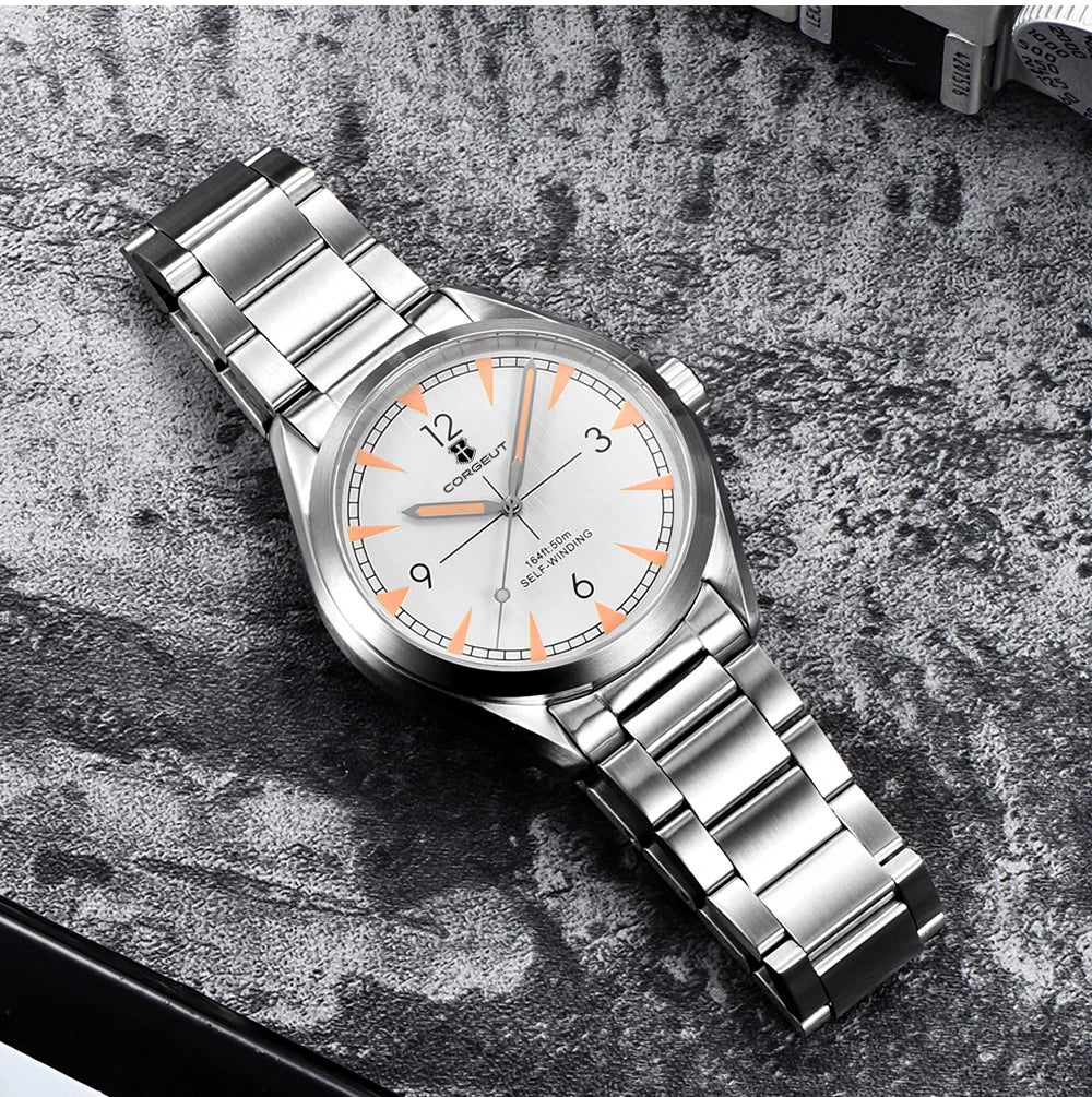 CORGEUT NH35/MIYOTA 8215 Watches Man Cattle Belt Automatic Mechanical Sapphire Glass Watches Fashion Casual Sports Watches