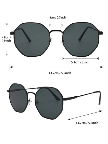 2PCS Men Geometric Frame Fashion Sunglasses Classic Cool Black Glasses For Daily Outdoor Life Women Eyewear Accessories.