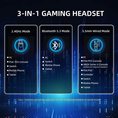 ATTACK SHARK L80PRO 3-in-1 Gaming-Headset – Kabellose Bluetooth-Kopfhörer mit niedriger Latenz, Doppelmikrofon, 40mm Hi-Fi-Sound und stabiler Verbindung fürs Gaming