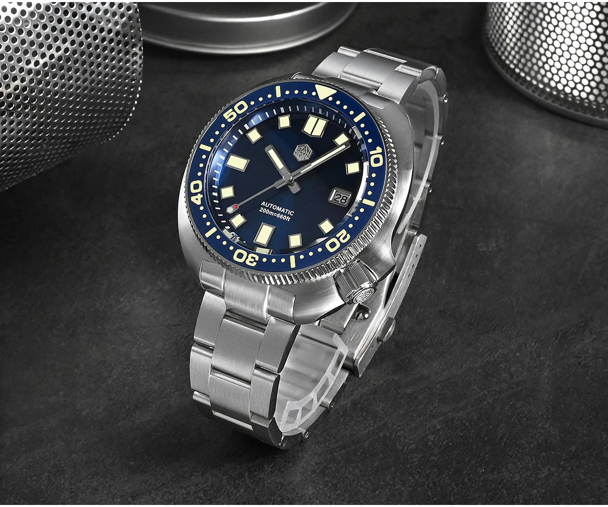 San Martin Turtle Men's Diver Watch 44mm NH35 Automatic Mechanical Wristwatch Sapphire Waterproof 200m Luminous Watches SN0047