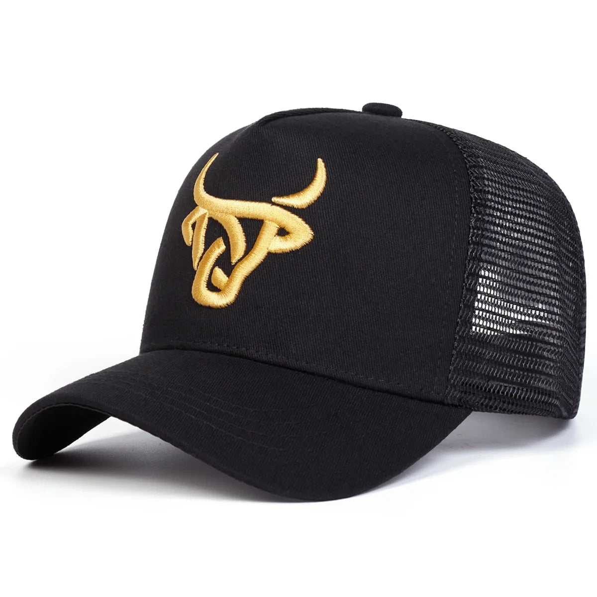 Unisex Ox Head Embroidery Baseball Net Caps Adjustable Casual Hats Spring and Summer Outdoor Sunscreen Hat