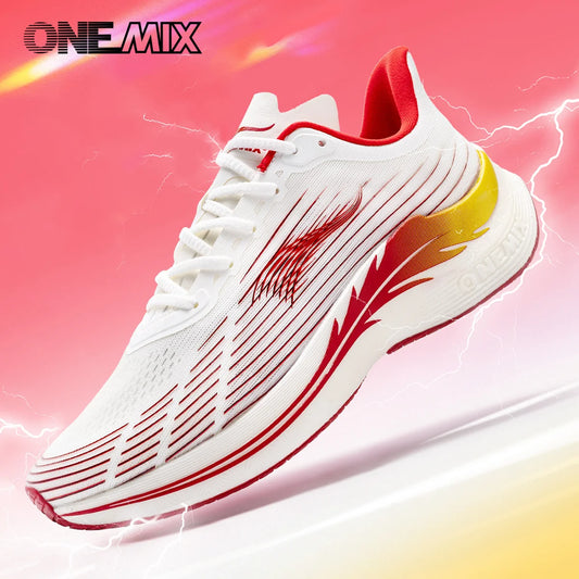 Onemix New Men Marathon Running Shoes for Women Breathable Lightweight Sneakers Lace Up Athletic Shoes Comfortable Light Soft