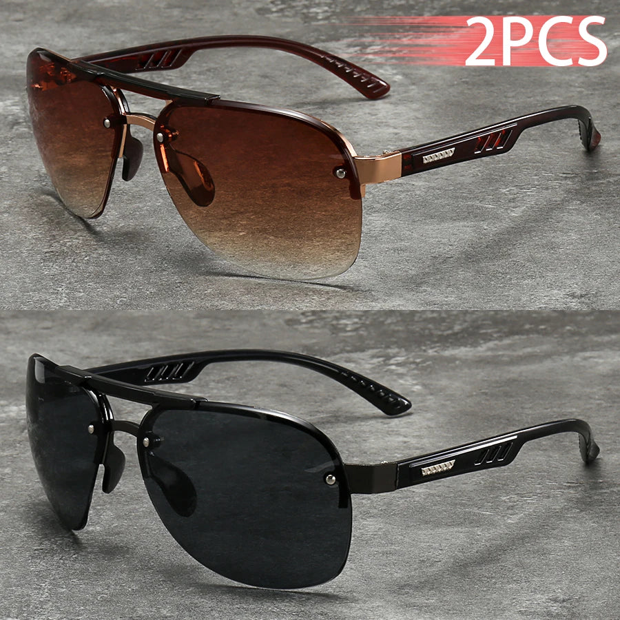 2PCS Fashion Luxury Gradient Lens  Men Women OutdoorSunglasses for Running Mountaineering Driving Fishing Travel MTB Eyewear