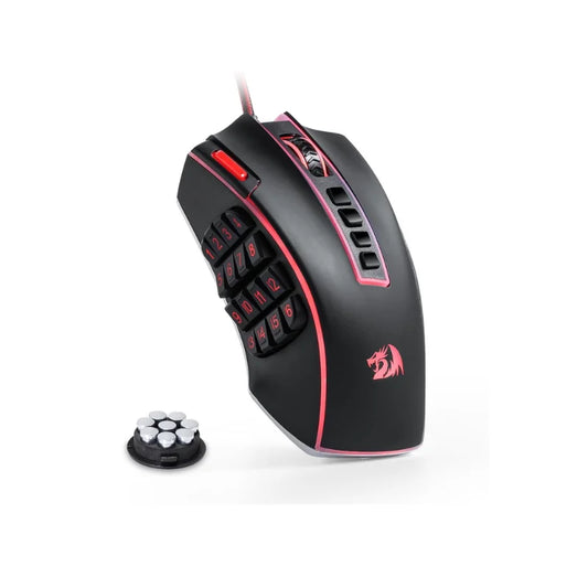 Ratón gaming MMO Redragon M990, 32000 DPI, ratón gamer RGB con cable de alta precisión con 23 botones programables y 16 teclas macro laterales