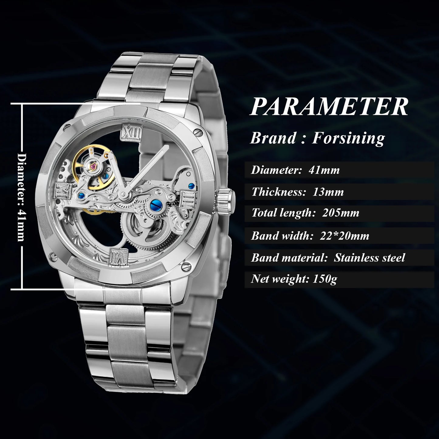 2024 Top Brand Luxury Stainless Steel Skeleton Tourbillon Automatic Movement Men's Watch Mechanical Waterproof Luminous Wrist Clock