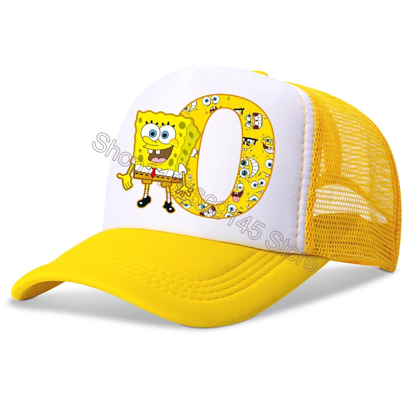 Spongebob-baseballkasketter til børn – kawaii-tegneserie med bogstaver – afslappet solhat til børn – justerbar kasket med skygge – fødselsdagsgaver