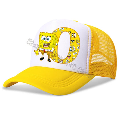 Spongebob-baseballkasketter til børn – kawaii-tegneserie med bogstaver – afslappet solhat til børn – justerbar kasket med skygge – fødselsdagsgaver