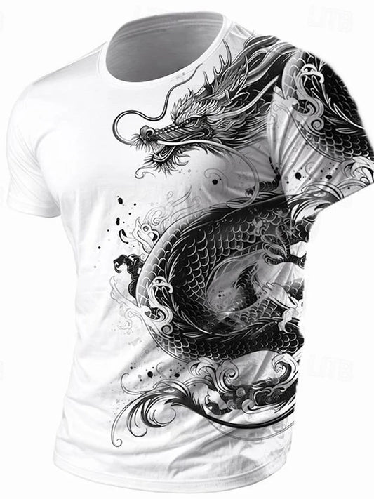 3D-drakenprint heren-T-shirt zomer dagelijks casual heren-streetwear-T-shirt outdoor sport korte mouw urban fashion heren-T-shirt