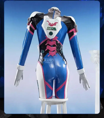 Game Overwatch Dva Song Hana Cosplay Costume Women Cute Elasticity Leather Jumpsuit Zentai Suit Halloween Carnival Party Clothes