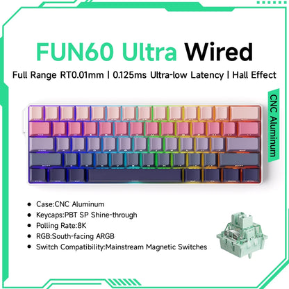 Teclado mecânico Akko MonsGeek FUN60 com interruptores magnéticos 60% Gaming Keyboards Rapid Trigger 0.01mm 8K ARGB HE/TMR personalizado