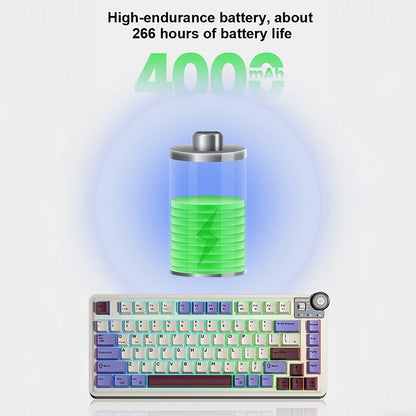 Teclado mecânico gaming esports AULA AU75, três modos, 81 teclas, teclas PBT, hot-swappable, RGB, teclado sem fios para PC desktop e escrita