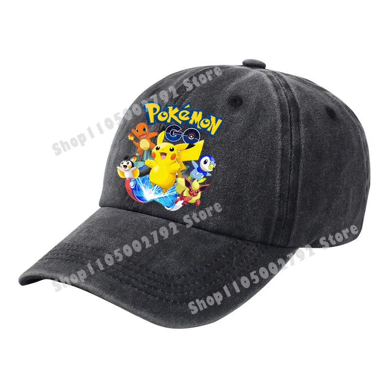 Pokémon-baseballkasketter, Pikachu, kawaii, anime-figurer, solhatte, sommer, udendørs, forældre og børn, solhat, trendy kasket med andetunge, gave