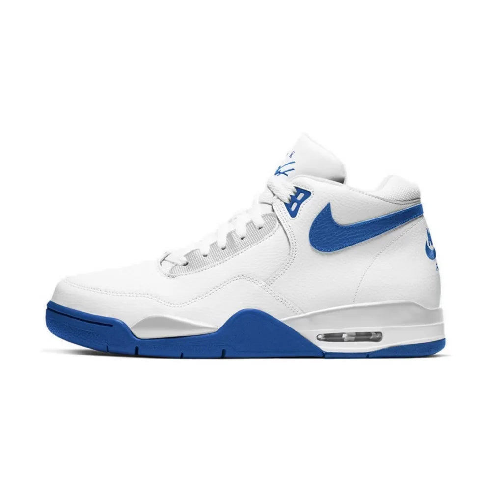 Nike Flight Legacy Comfortable and Versatile Mid-Top Retro Basketball Shoes Men's White/Blue BQ4212-103