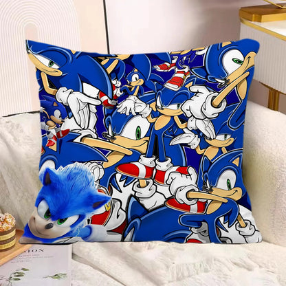 Cartoon Pillow Covers Cartoon Sofa Decorative Home Double-sided Printing Short Plush Cute Cushion S-Sonic The H-Hedgehog Cover