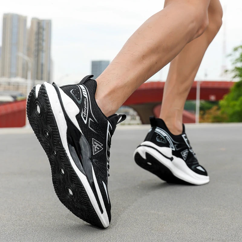 Chaussures de course légères et respirantes pour hommes, baskets à absorption des chocs Popcorn, chaussures de sport d'extérieur flexibles et antidérapantes, été automne
