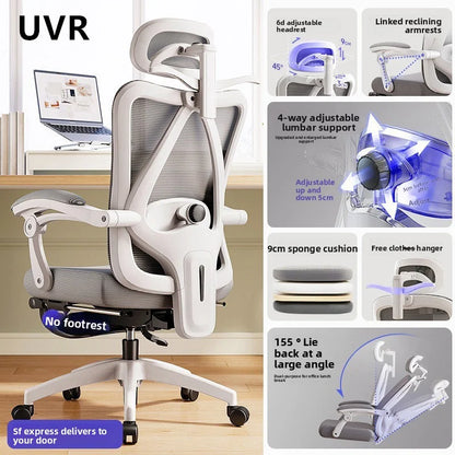 UVR  Living Room Office Chair Household Ergonomic Design Armrest Backrest Stool Lift Adjustable Boss Chair Game Athletics Chair