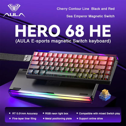 AULA HERO68 HE Magnetic Switch Keyboard Rapid Trigger 8K Polling Rate Esports Gaming Keyboard RGB Wired Mechanical Keyboard