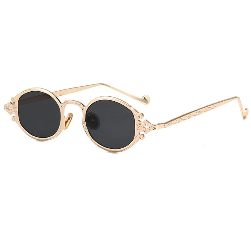 Cateye Street Shoot solbriller til mænd og kvinder, retro, steampunk, gotiske, ovale solbriller med udskåret metalstel, Gafas sol mujer