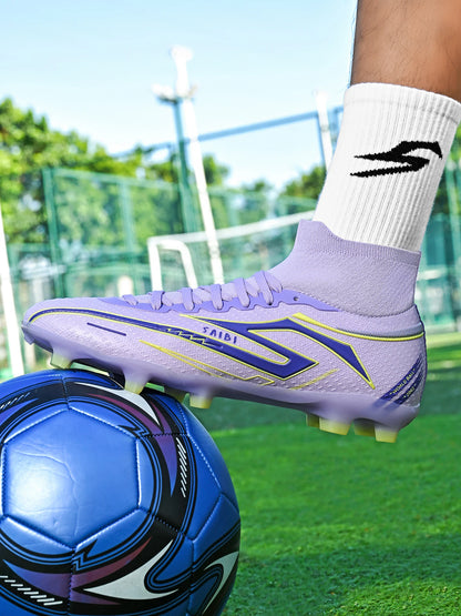 Classic Style AG FG Football Shoes PU Fabric Ventilated Upper TPU Wearproof Outsole Unisex Kids Outdoor Football Shoes