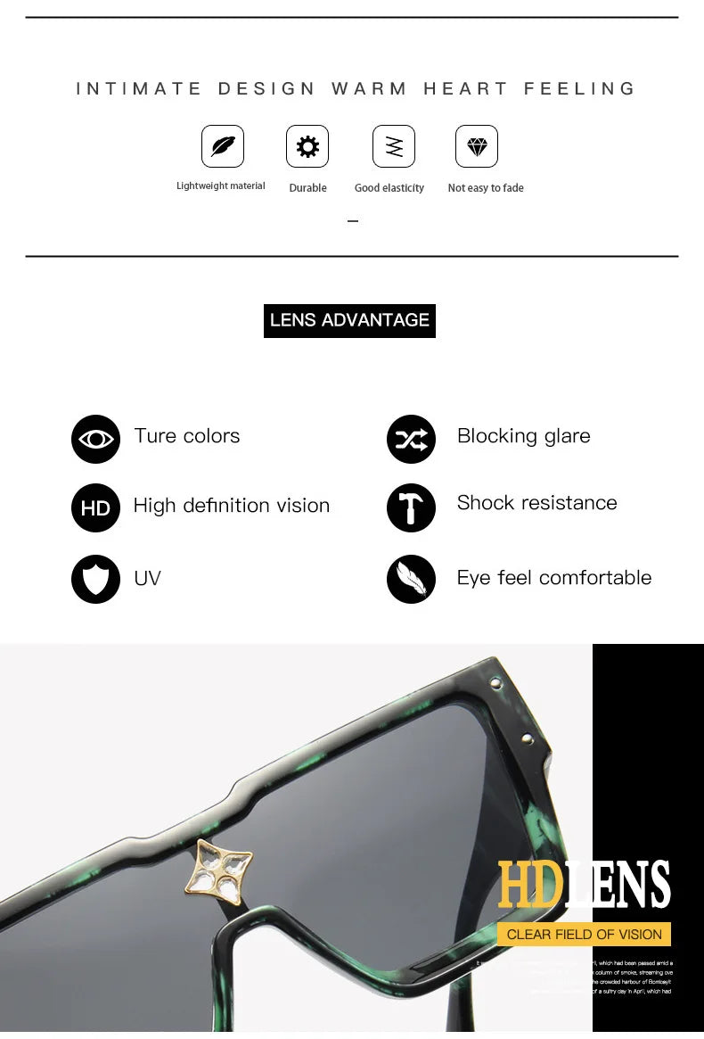 Stylish Cyclone Luxury Sunglasses for Men Women Brand Designer Square Sun Glasses Driving Aviation Fashion Shades UV400