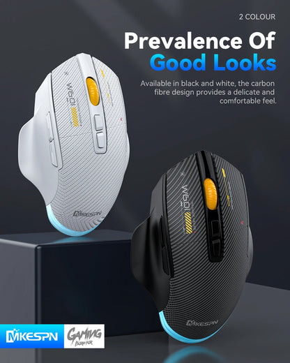 Mouse gaming tri-mode 12800DPI 2.4G Wireless Bluetooth cablato in fibra di carbonio, pulsante silenzioso, programmazione macro, 500mAh, 7 tasti