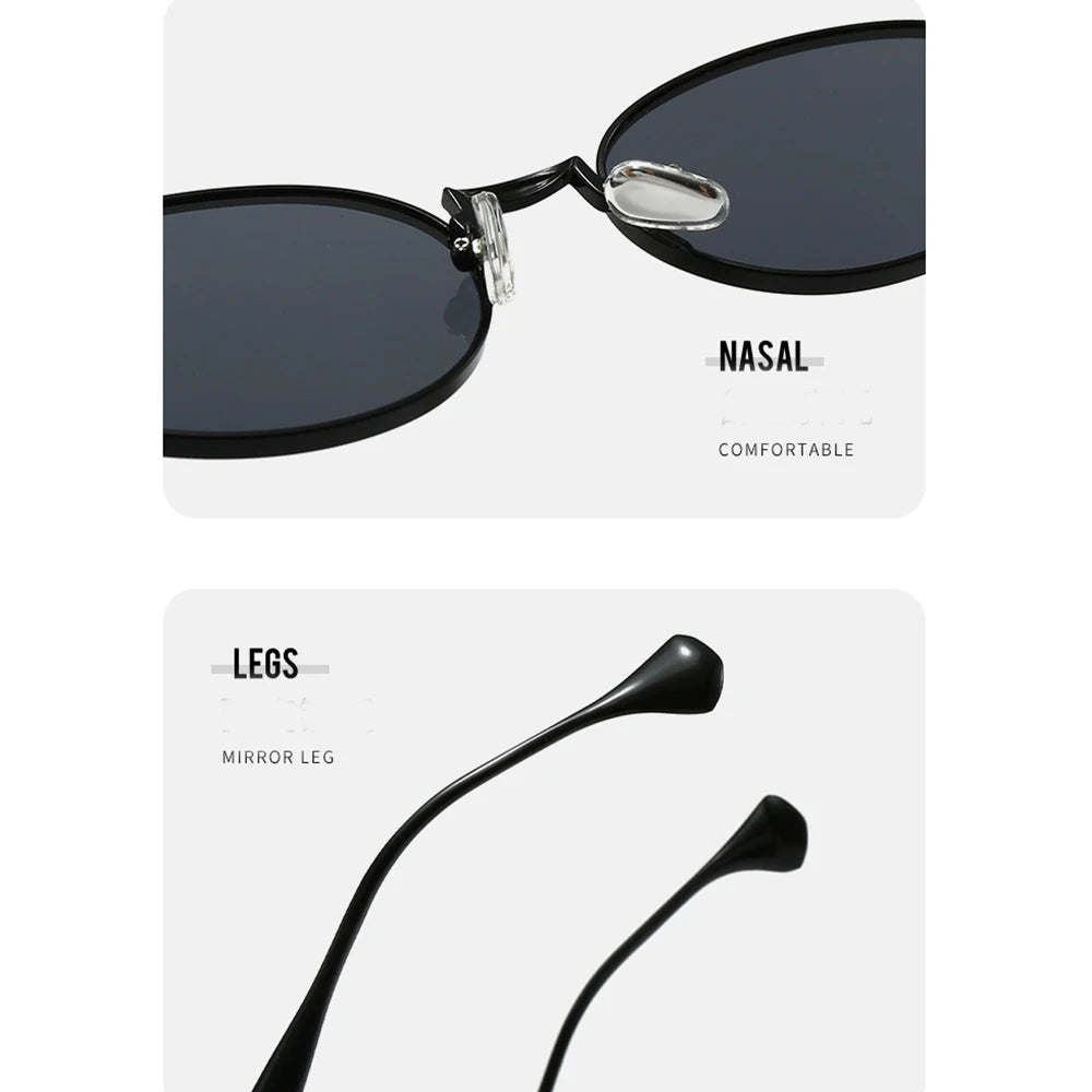 Metal Oval Lens Sunglasses UV Protection Retro Small Frame Sun Glasses Classic Brand Designer Eyepiece for Women Men