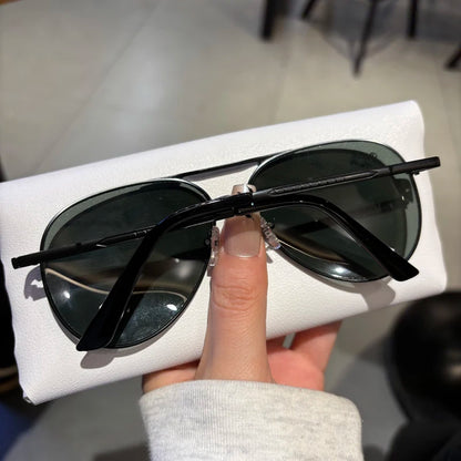 2026 New Glass Sunglasses For Men Fashion With UV Protection Large Frame Refreshing Sunshade For Driving Pilot Style Glasses