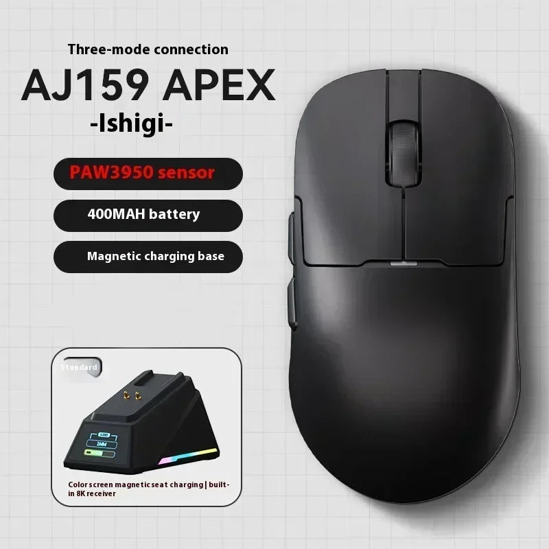 Мишка AJAZZ AJ159 APEX Tri Mode Wireless 8K със сензор PAW3950, ниска латентност, база за зареждане, персонализируема, лека, за PC гейминг