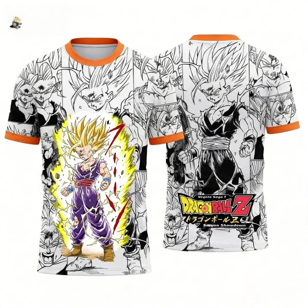 Summer 2026 Dragon Ball Goku & Gohan "Father and Son Together" Comic Themed 3D Printed Breathable T-shirt for Adults and Parents