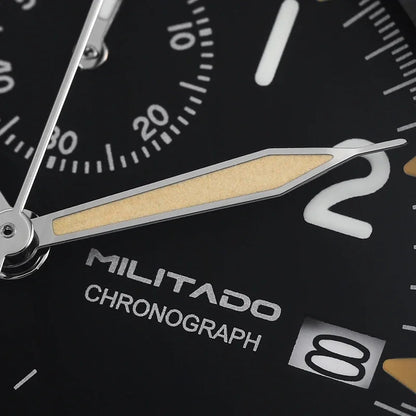 Reloj cronógrafo de cuarzo Militado VK61 VK67, 39 mm, caja de acero inoxidable 316L, 3 esferas, resistente al agua 100M, reloj militar multifunción