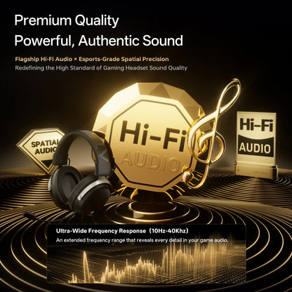 ATK Neptune N9 Wireless Gaming Headset – Low Latency eSports Headphones with Noise Cancelling Mic, Bluetooth 5.3, 4 Modes Dual Connection Gaming Headset