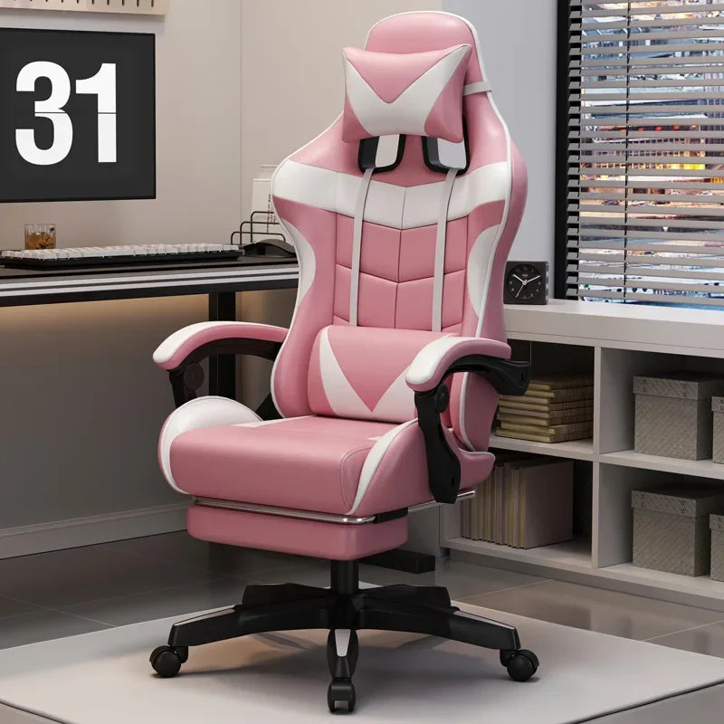 Chaise de jeu ergonomique, chaise de bureau réglable, chaise d'ordinateur pivotante, roulettes silencieuses, support lombaire, siège confortable, pour la maison