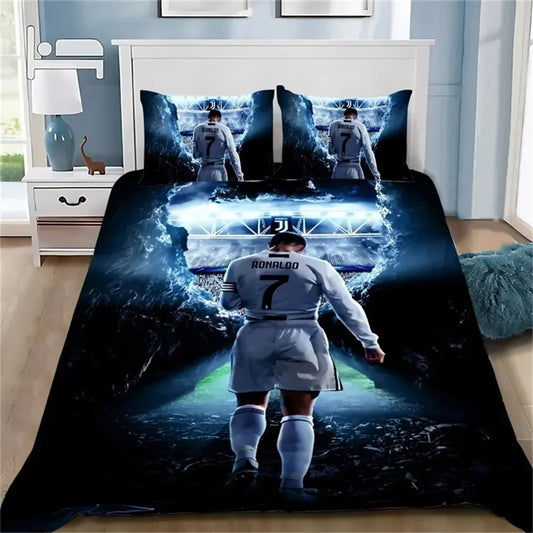 3D Duvet Cover Football CR7 Bedding Set Soft Comforter Cover With 1/2pcs Pillow Shams For Kids Adults Microfiber Quilt Cover