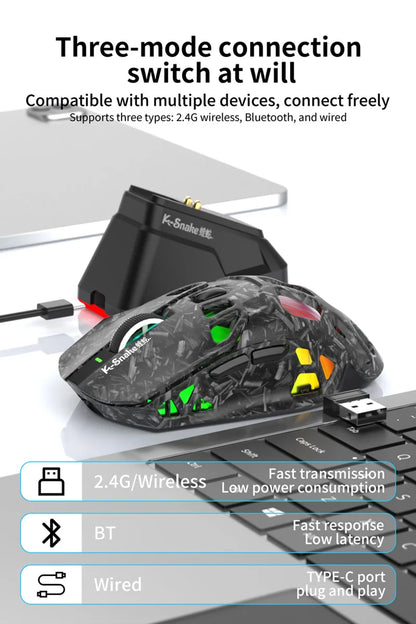 Lenovo Tri-Mode Lightweight Gaming Mouse with RGB Charging Dock 12000DPI 2.4G/Bluetooth/Wired Ergonomic Mouse for PC Laptop