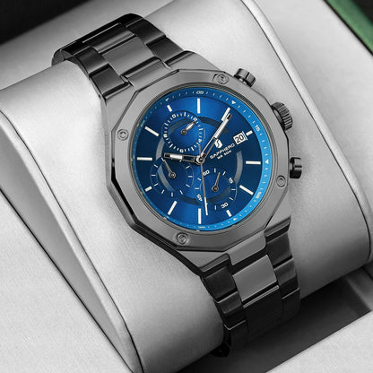 SAPPHERO Rose Gold Men Watch Fashion Luxury Clock Stainless Steel Watch 50m Water Resistance Watch For Men New Year Gifts
