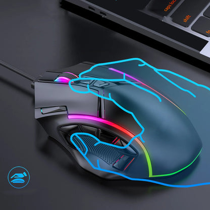 Mouse da gaming RGB cablato 12800DPI, 12 tasti, definizione macro, accessori di ricambio per computer, funzionamento fotoelettrico