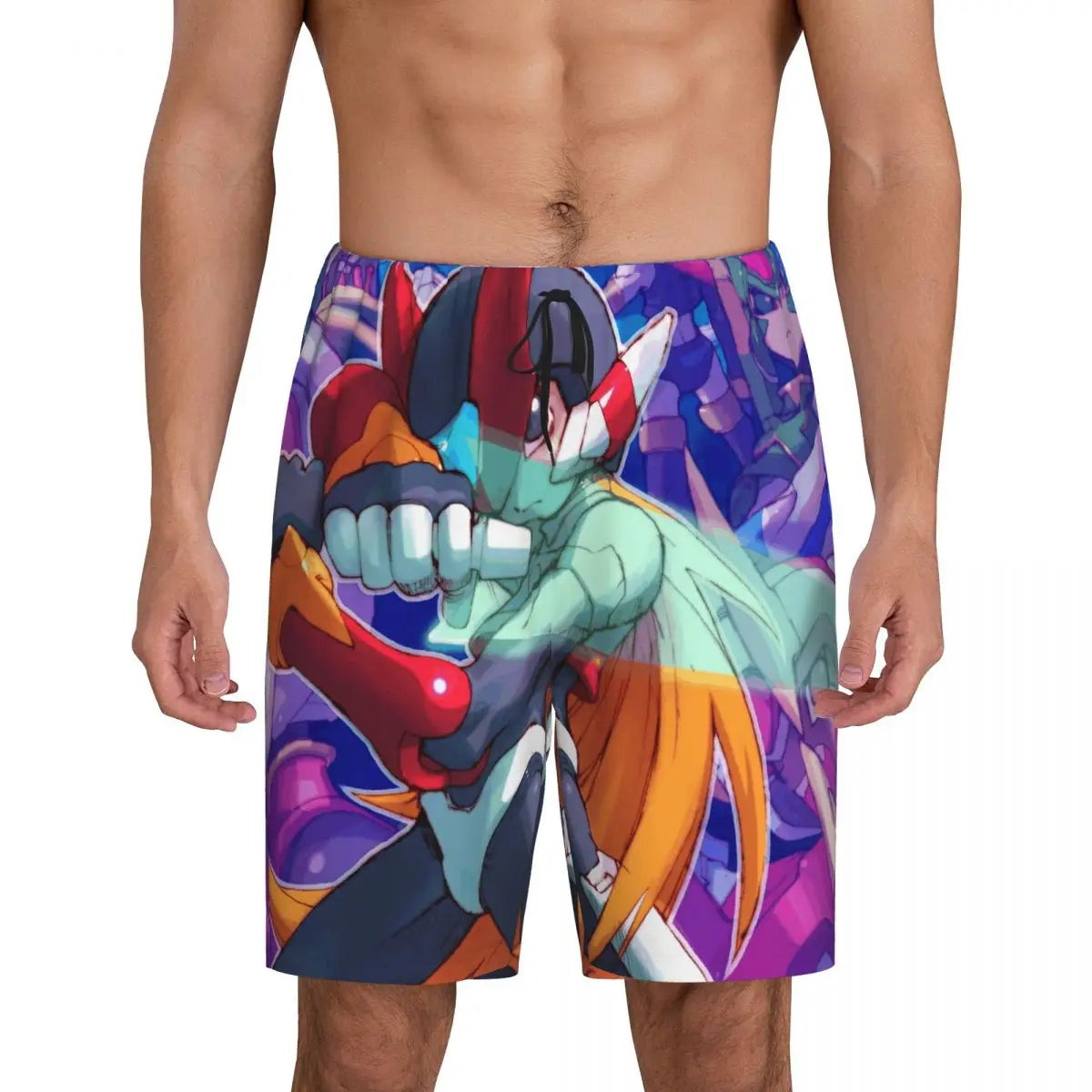 Custom Megaman Video Game Mega Man Short Pajama Pants Men Sleepwear Sleep Lounge Bottom Shorts Sleeping Pants