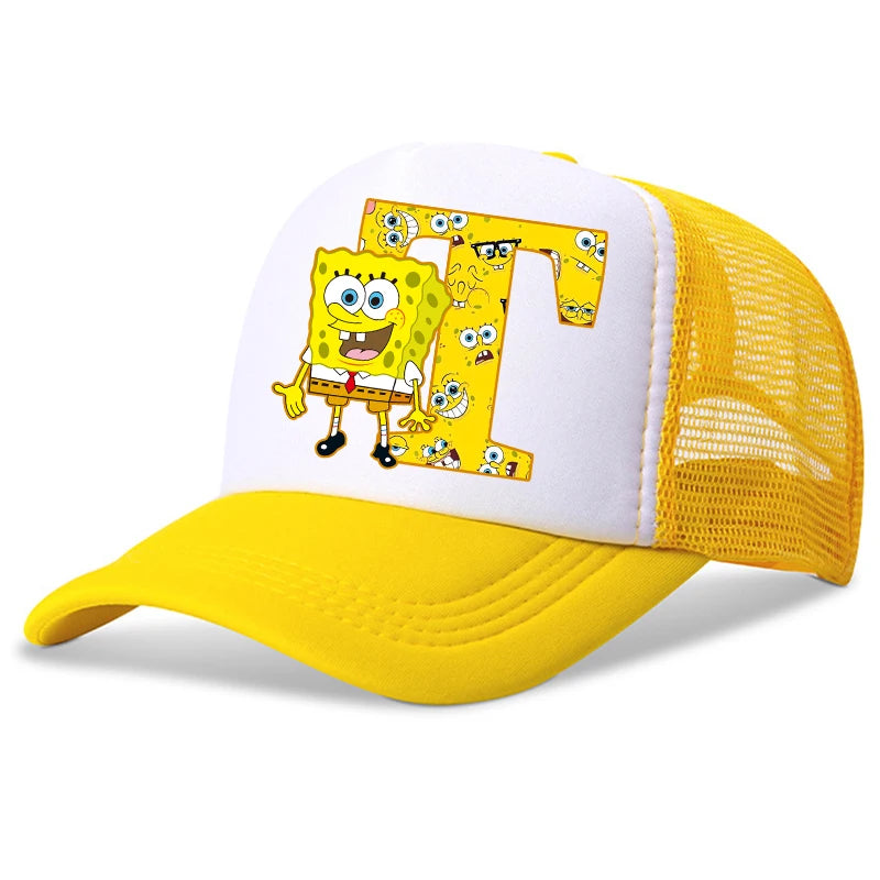 Spongebob-baseballkasketter til børn – kawaii-tegneserie med bogstaver – afslappet solhat til børn – justerbar kasket med skygge – fødselsdagsgaver