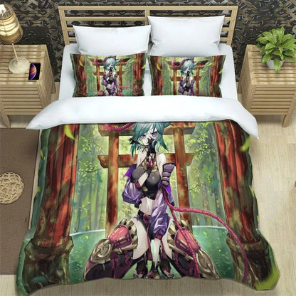 Ensemble de literie Anime Genshin Impact pour garçons et filles, taille Twin et Queen : housse de couette, taie d'oreiller, lit, enfants, adultes, mode, textile d'intérieur