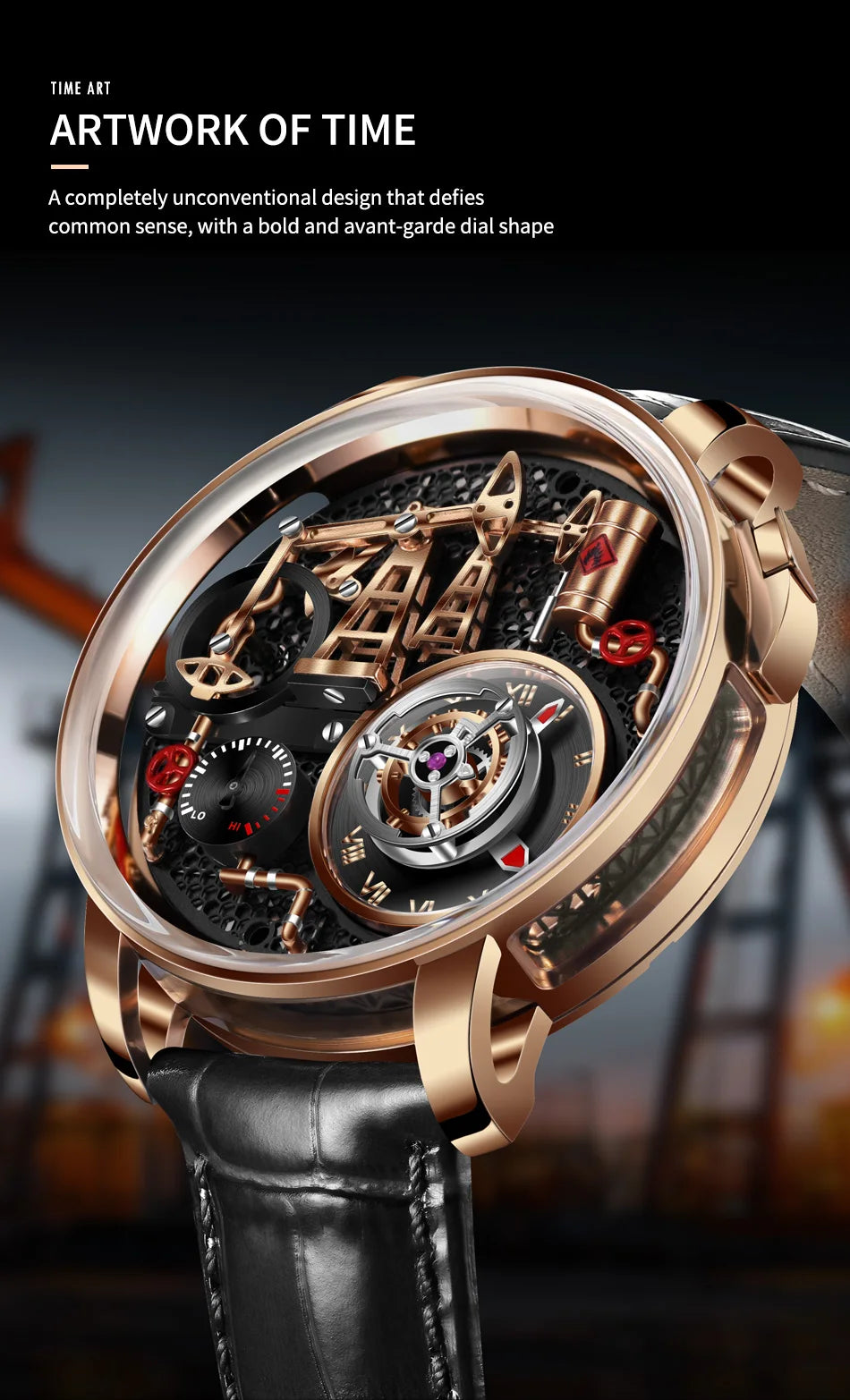 PINDU Design New Button Oil Pump Quartz Watch for Men Swiss Quartz 762 Movement Sapphire Waterproof Stainless Steel Men's Watch