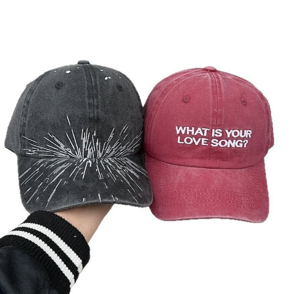 Корейски K-pop „What Is Your Love Song“ – еднакви плетени шапки с бродерия, шапки за концерти от световното турне, модни шапки за жени и мъже, шапки за бейзбол за носене на открито