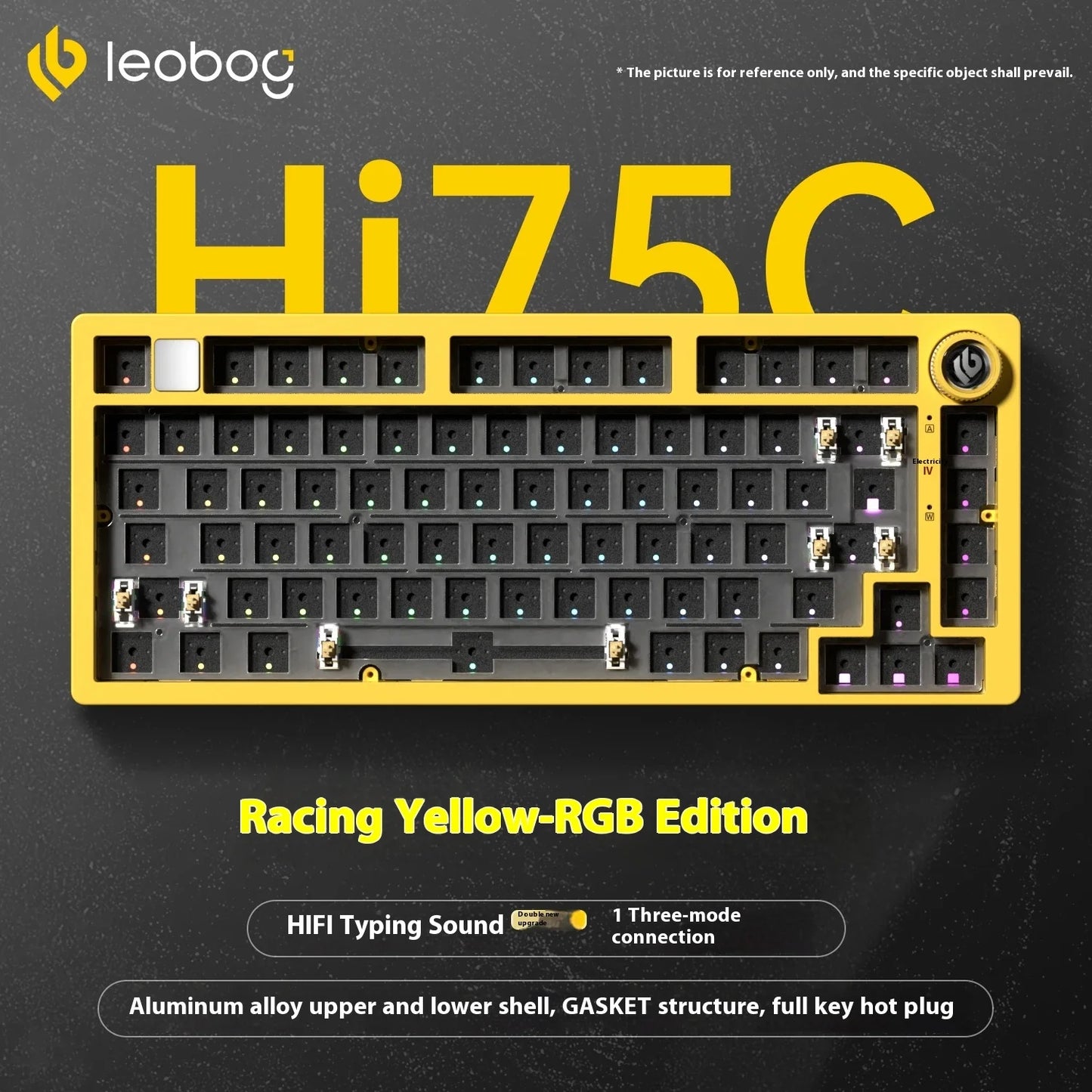 LEOBOG Hi75C Mechanical Wireless Keyboard Aluminium 3-Mode With Knob Hot Swap RGB Gasket Hi75C Gaming Keyboard Customization PC