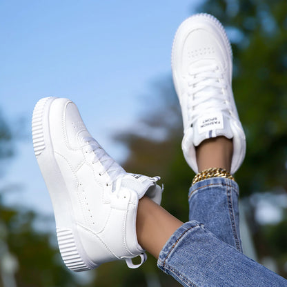 New Style Men’s Casual Leather Shoes, Trendy, Breathable, Versatile Sports White Sneakers, Leather Trendy Shoes