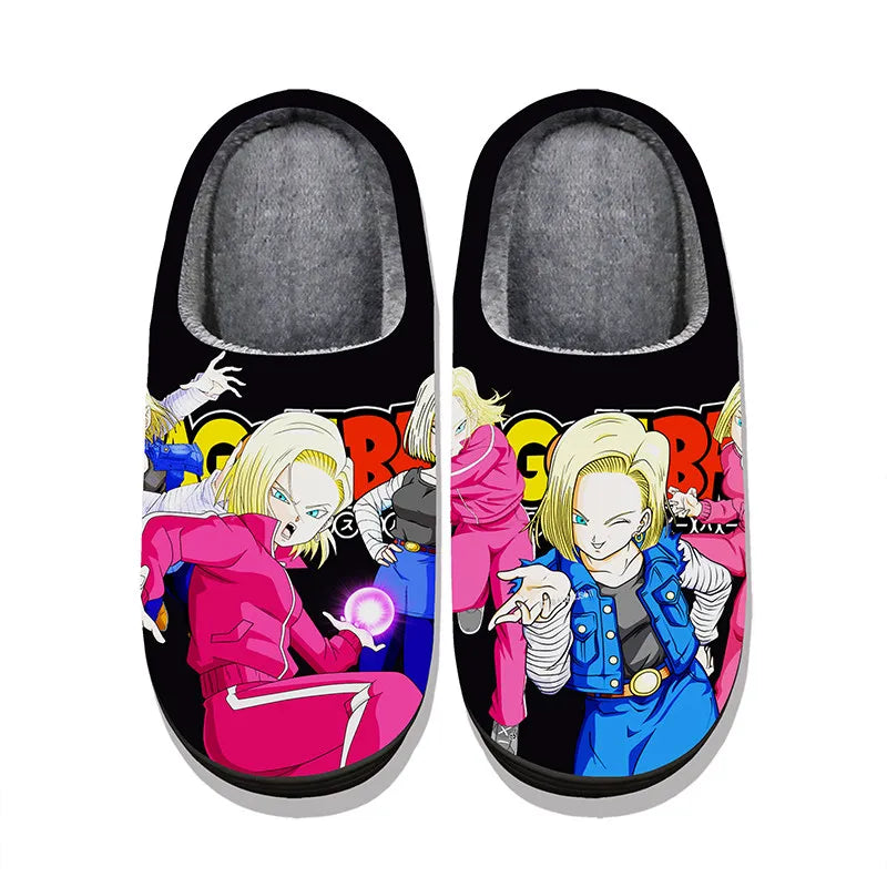 Anime Dragon Ball Plush Slippers Goku Vegeta Winter Fuzzy Warm Cotton Shoes Cute Cosplay Men Home Indoor Non-Slip Slipper Gifts