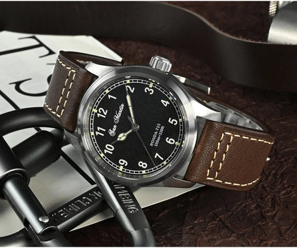 San Martin 37mm Ronda 715 Quartz Watch Men Simple Fashion 10Bar Waterproof Pilot Wristwatch BGW-9 Blue C3 Green Luminous SN0034A