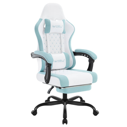 WOLTU Massage Gaming Chair Ergonomic Swivel Computer Chair with Pillow & Footrest Adjustable Headrest Lumbar Support Gamer Chair