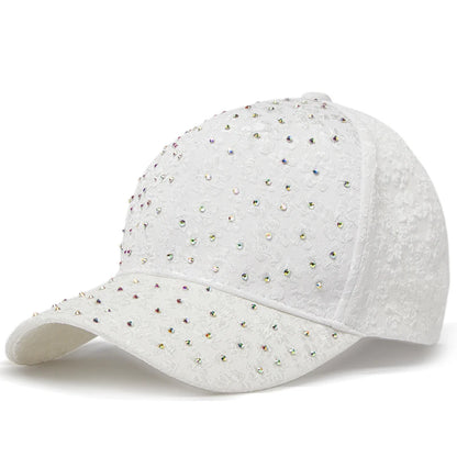 CNTANG Sommer-baseballkasket til kvinder med rhinestones og blomsterbroderi, snapback-kasket til kvinder, designer-solhat, hiphop-kasketter i Y2K-stil