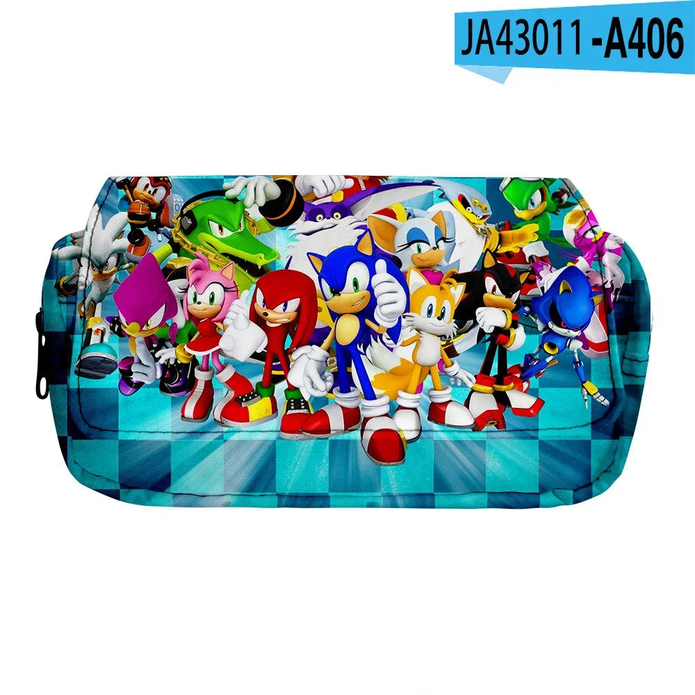 Sonic The Hedgehog Double Pencil Case Stationery Bag Storage Pouch