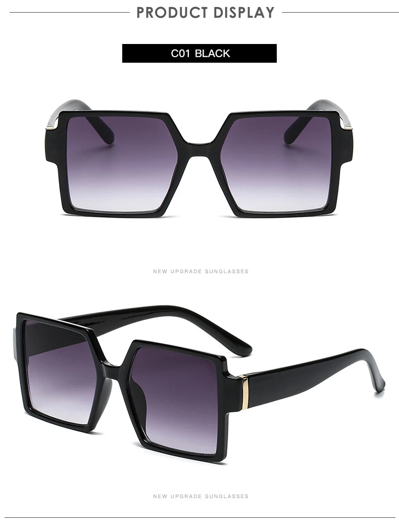 Cycling 1/2pcs Female Square Large Frame Sunglasses Women Retro Brand Big Frame Sun Glasses Black Fashion Gradient Eyeglasses